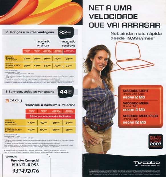 Folheto TV cabo